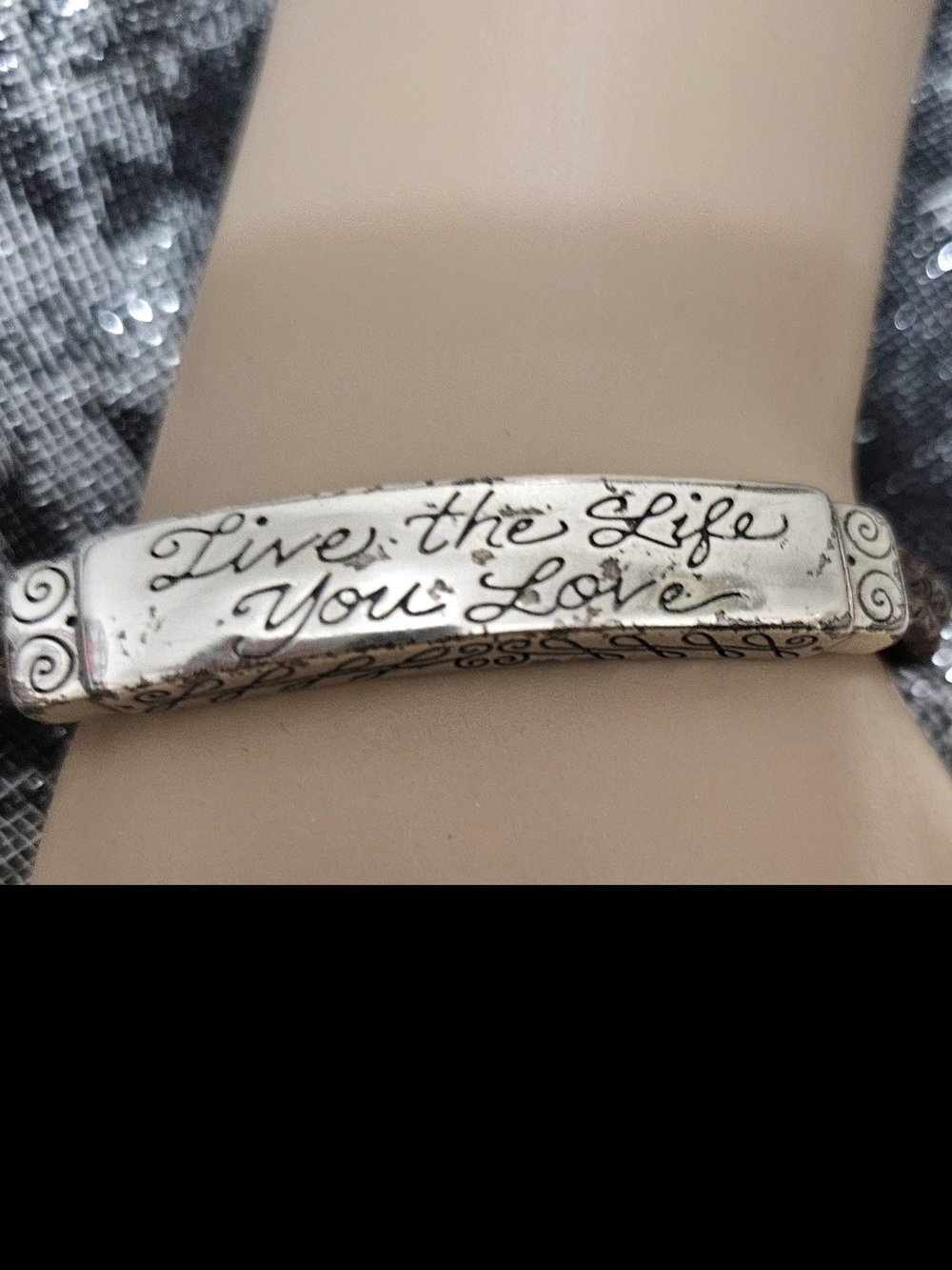 Brighton Silver-Tone Engraved Bar Bracelet